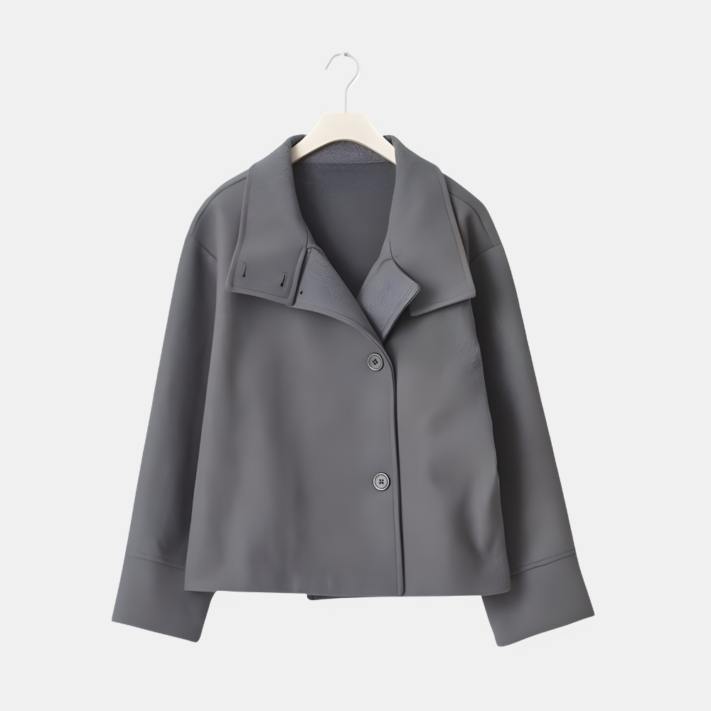 Women’s Stand Collar Jacket – Button Placket