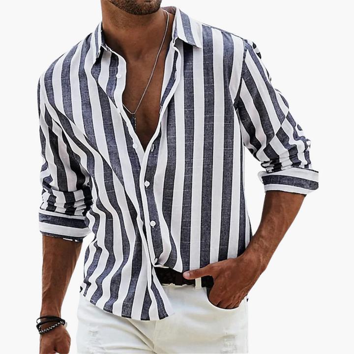 Striped Summer Shirt for Men – Lightweight Casual Shirt with Button Placket