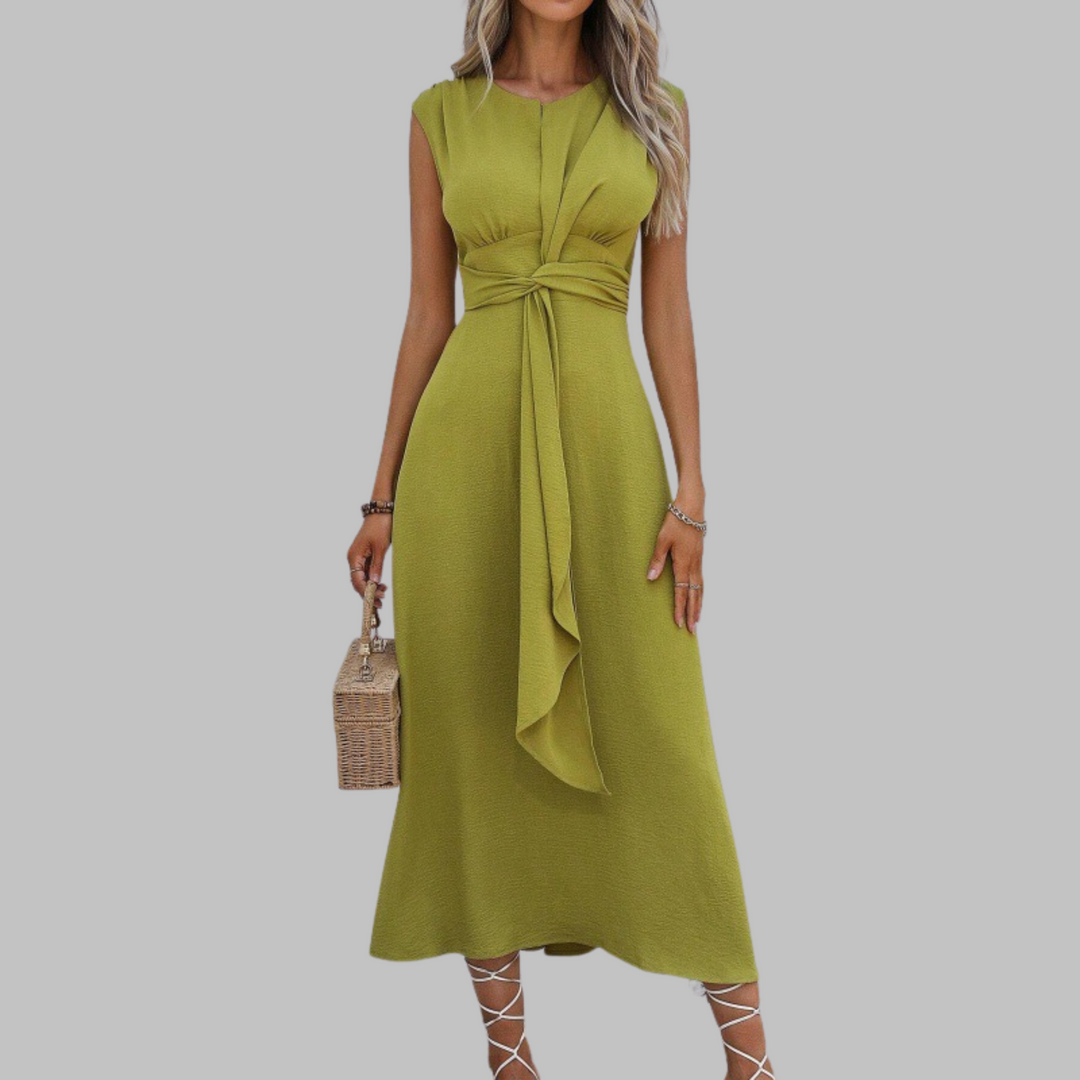 Natalie | Women’s Sleeveless Belted A Line Midi Dress