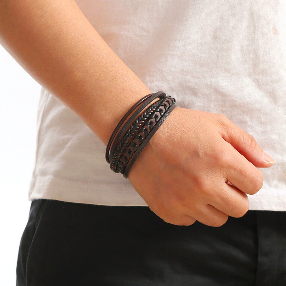 Felix | Braided Leather Viking Bracelet