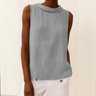 Jean - Sleeveless Linen Blend Top with Rolled Collar