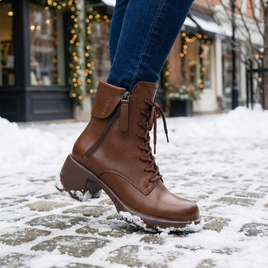 Isabelle | Classic Fur Lined Lace Up Ankle Boots