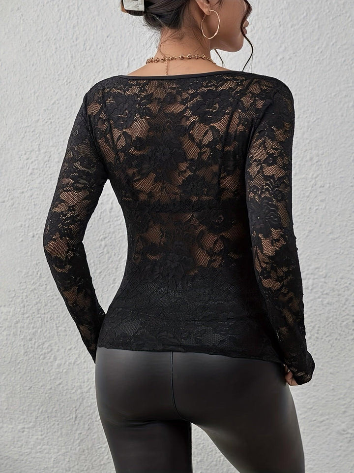 Annelot | Lace Bodysuit with Deep Neckline