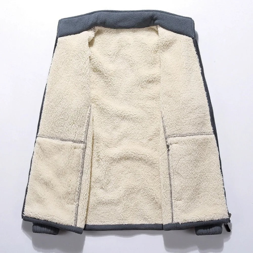 Warm lined fleece jacket with full zipper for men