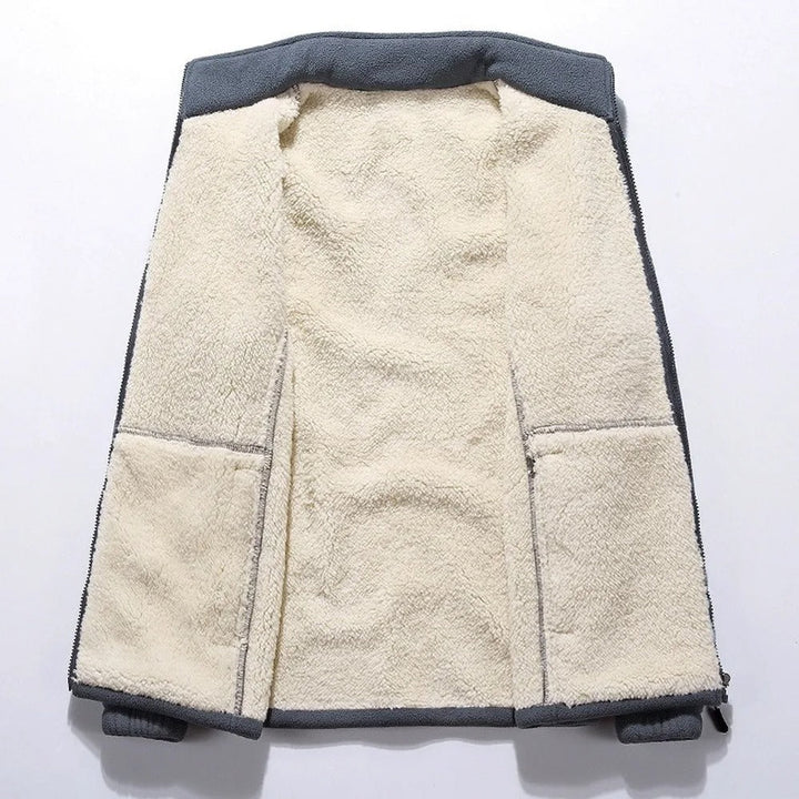 Warm lined fleece jacket with full zipper for men