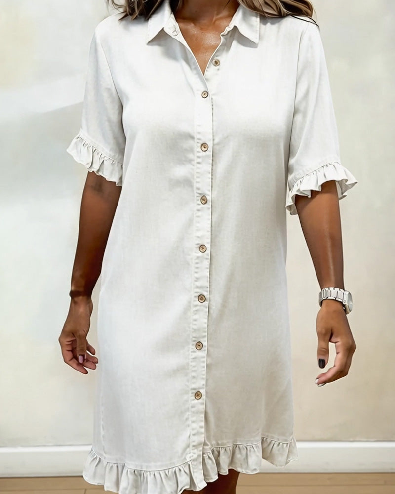 Harper Atelier® | Comfortable Denim Dress with Flattering Ruching