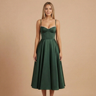 Women's Cocktail Sweetheart Neck Fit and Flare Midi Dress
