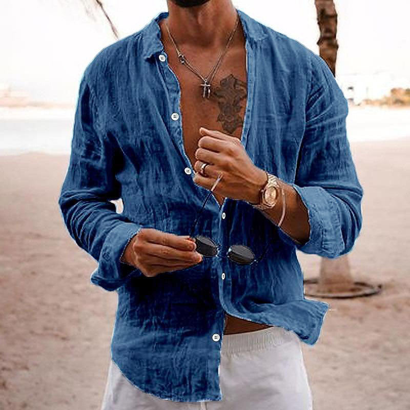 Ethan | Men’s Linen Long Sleeve Button-Up Shirt