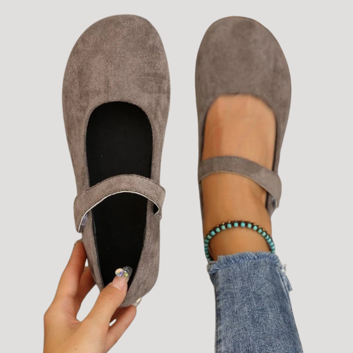Ava | Suede Mary Jane Flats with Buckle Strap