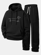 Men's Relaxed Hoodie Tracksuit Straight Leg Pintuck Sweatpants