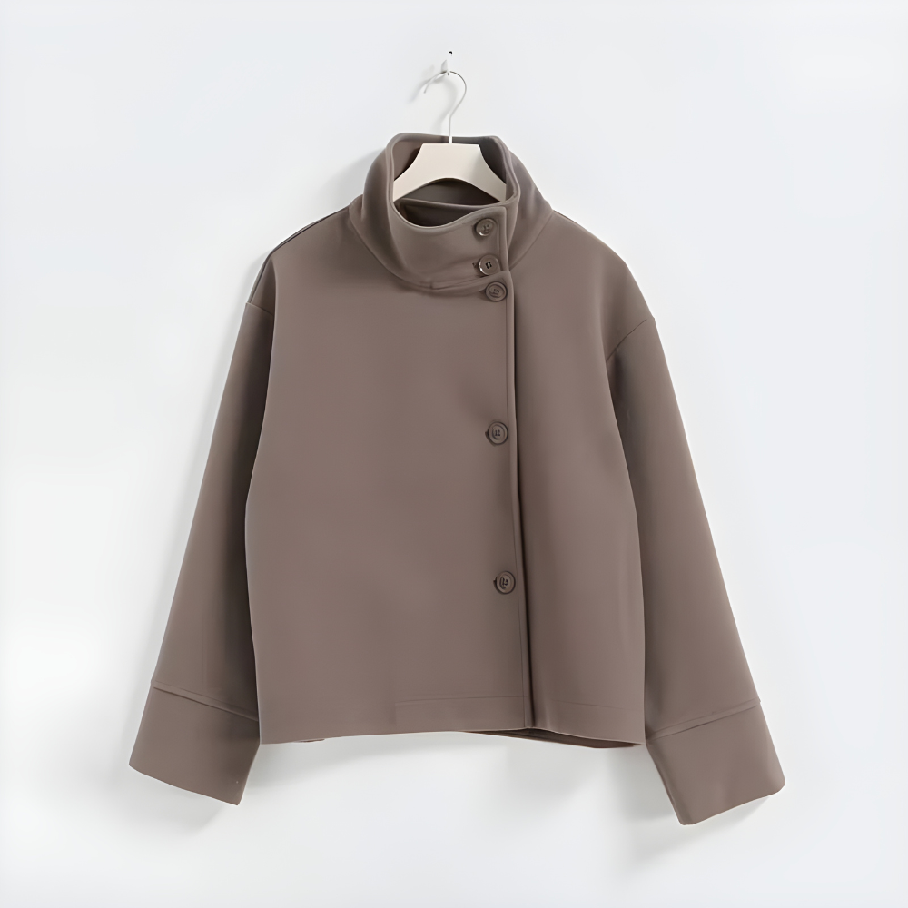 Women’s Stand Collar Jacket – Button Placket