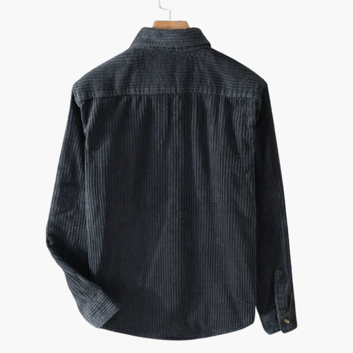 Cord Overshirt for Men - Oversized Long Sleeves and Button Placket