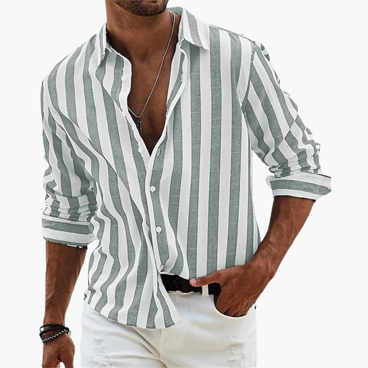 Striped Summer Shirt for Men – Lightweight Casual Shirt with Button Placket