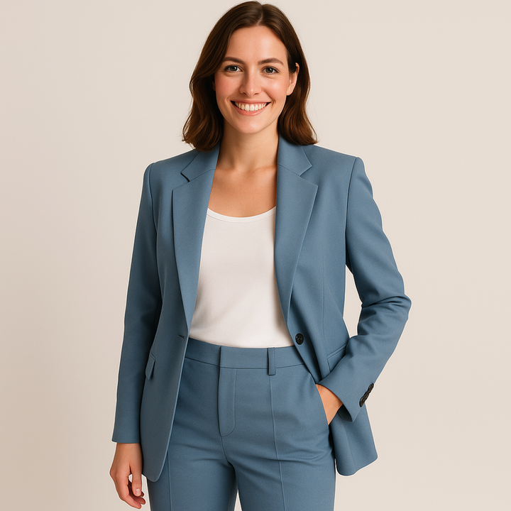 MADISON - Cropped Single-Button Blazer with Notch Lapel and Welt Pocket Detail