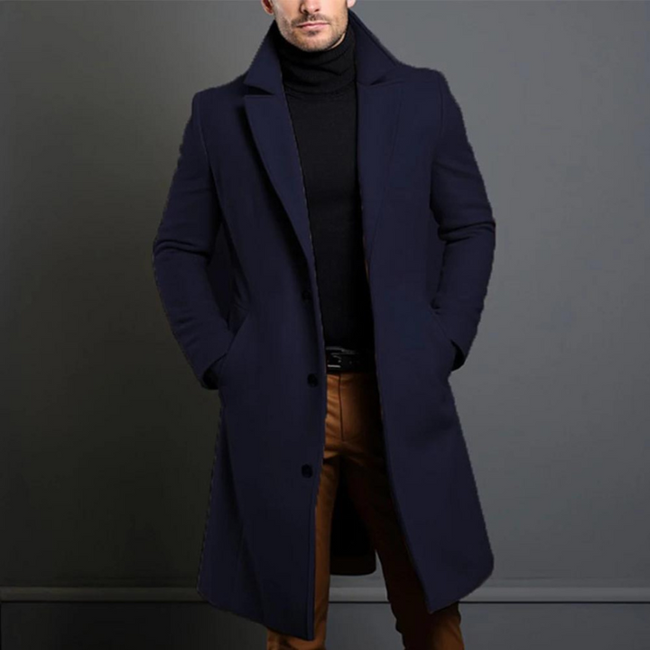 Men’s Long Single-Breasted Overcoat