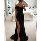 Sequin Maxi Dress – Off-Shoulder High Slit Gala Gown