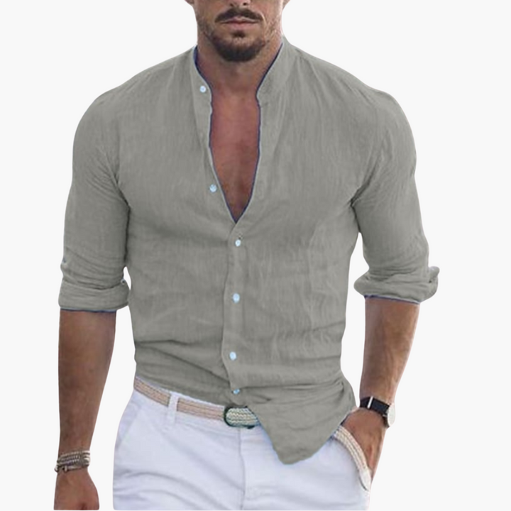Summer Shirt for Men - Light, Airy &amp; Stand-Up Collar Casual