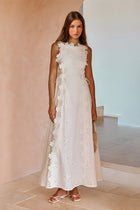 Women's Wedding Guest Lace Up Sleeveless Maxi Dress