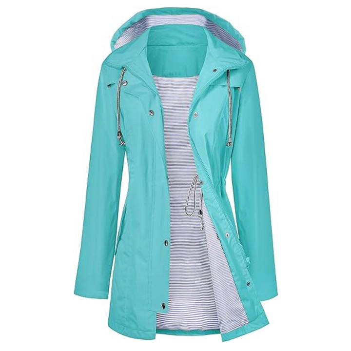 Waterproof Long Hooded Trench Coat Lined Windbreaker Travel Jacket