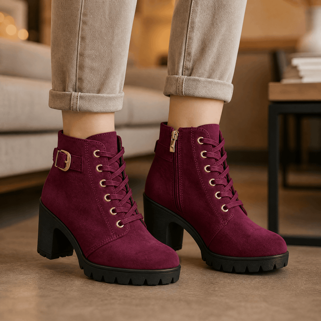 Adeline | Chic Fur Lined Chunky Heel Ankle Boots