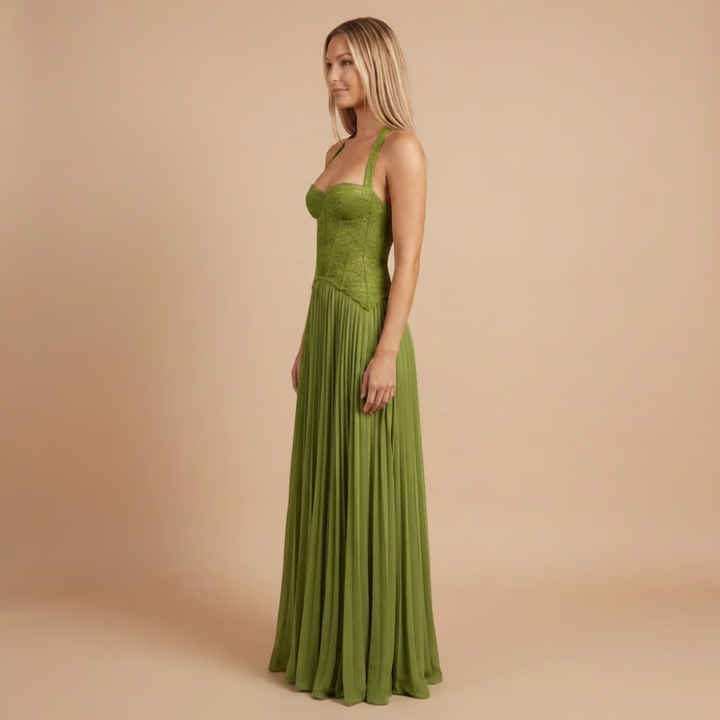 Carol - Lace Corset Pleated Maxi Gown