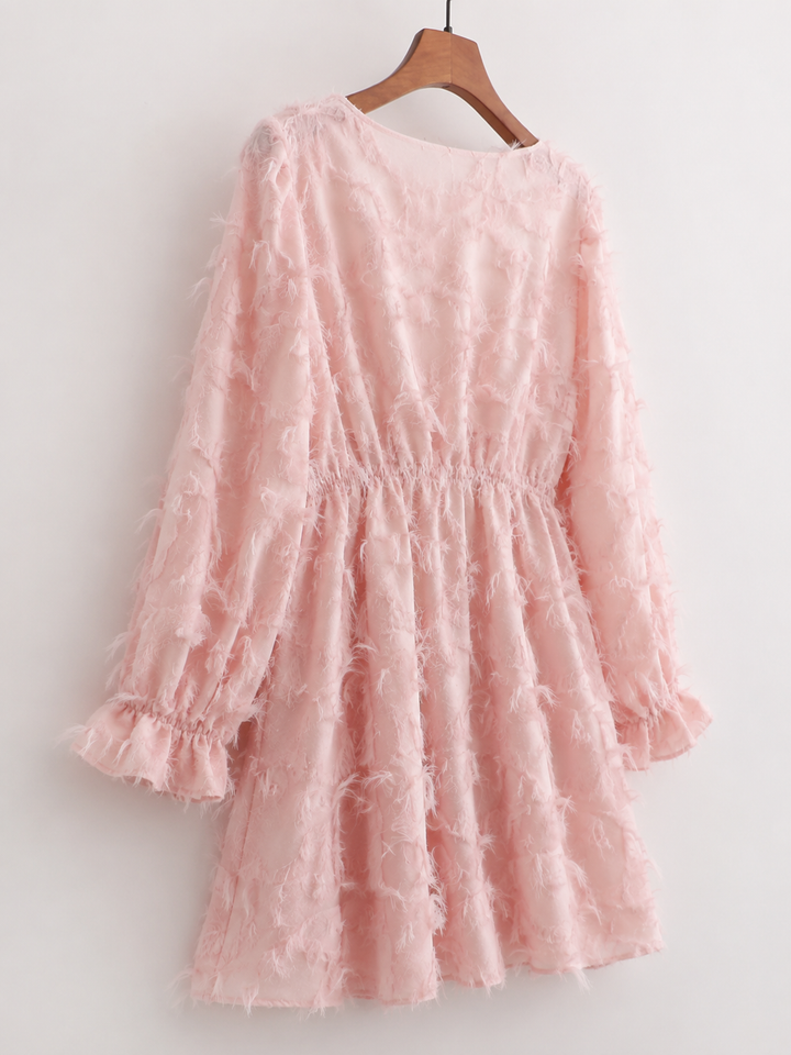 Floor | Delicate Satin Dress with Short Sleeves