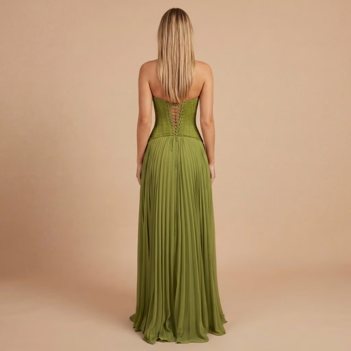 Carol - Lace Corset Pleated Maxi Gown