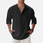 Men's Linen Henley Shirt Long Sleeve – Casual Summer