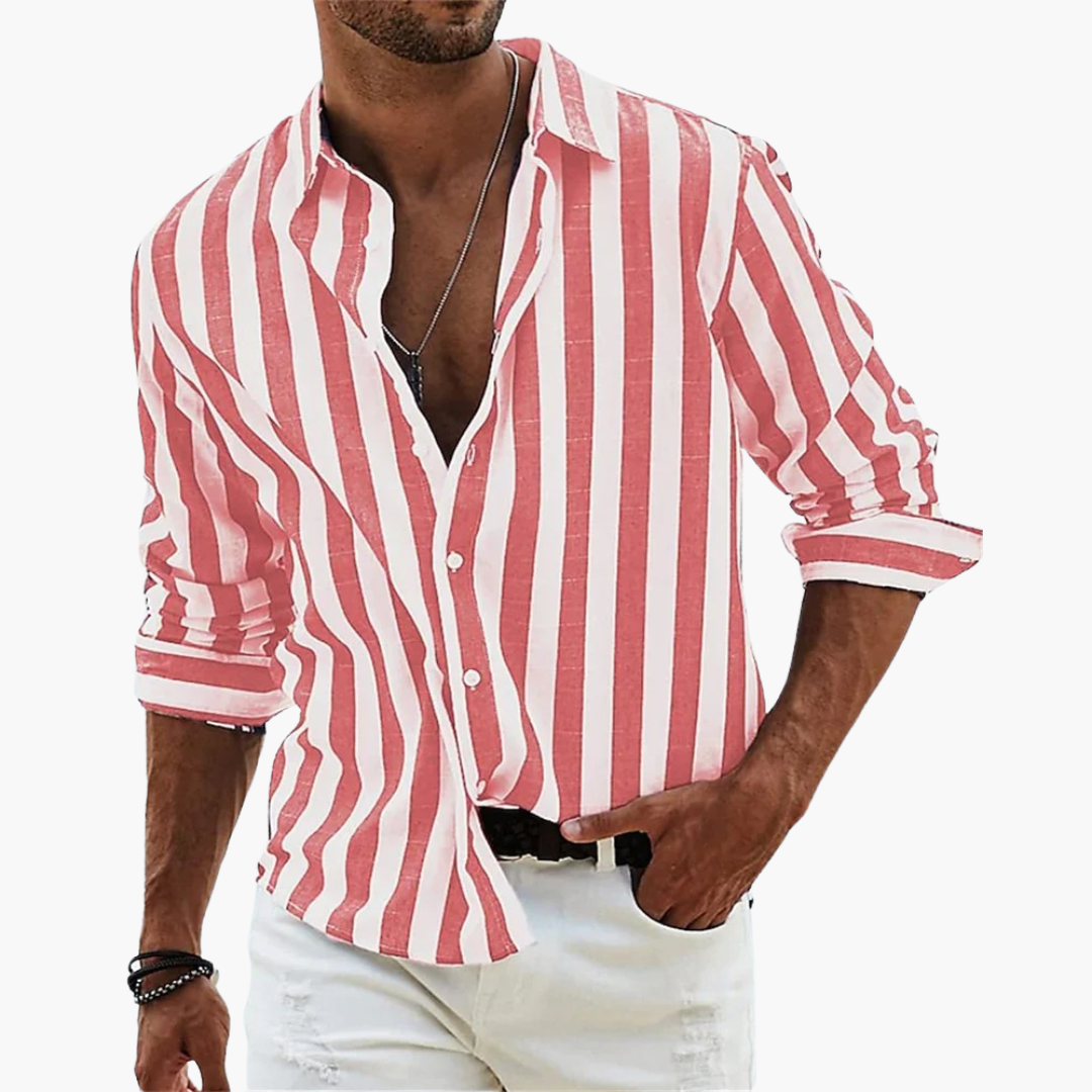 Striped Summer Shirt for Men – Lightweight Casual Shirt with Button Placket