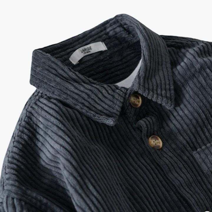 Cord Overshirt for Men - Oversized Long Sleeves and Button Placket