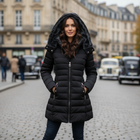 Long Puffer Jacket for Women with Plush Lining and Hood