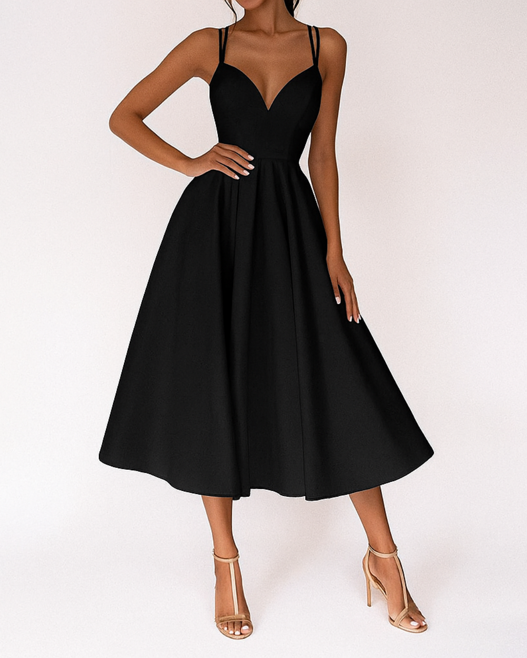 Women Wedding Guest Strappy Midi Dress