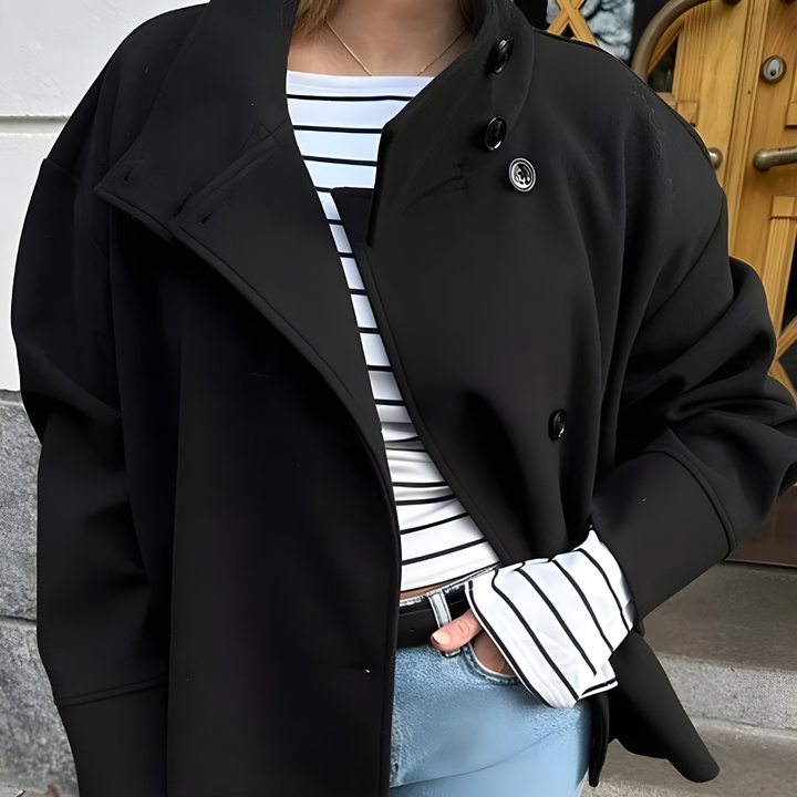 Women’s Stand Collar Jacket – Button Placket