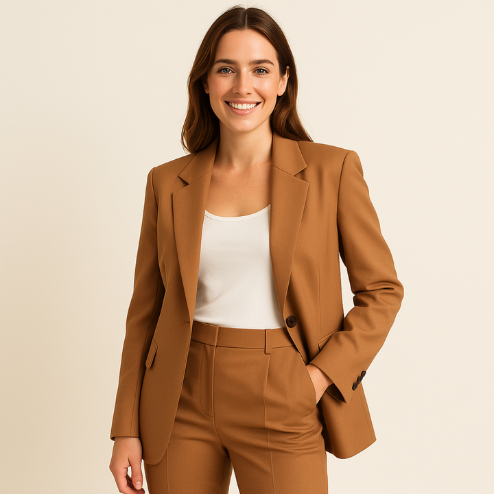 MADISON - Cropped Single-Button Blazer with Notch Lapel and Welt Pocket Detail