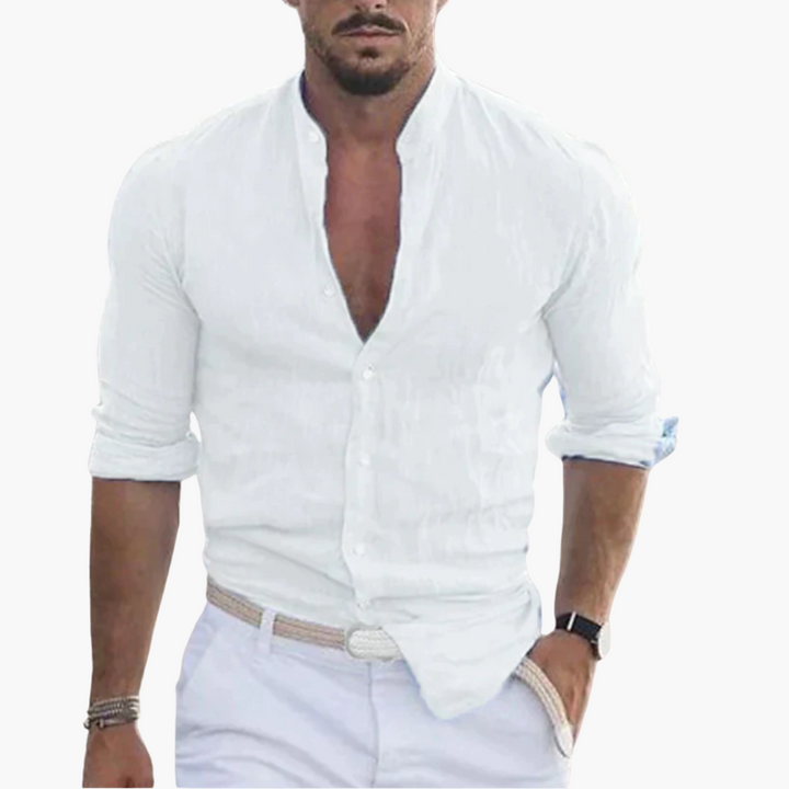 Summer Shirt for Men - Light, Airy &amp; Stand-Up Collar Casual