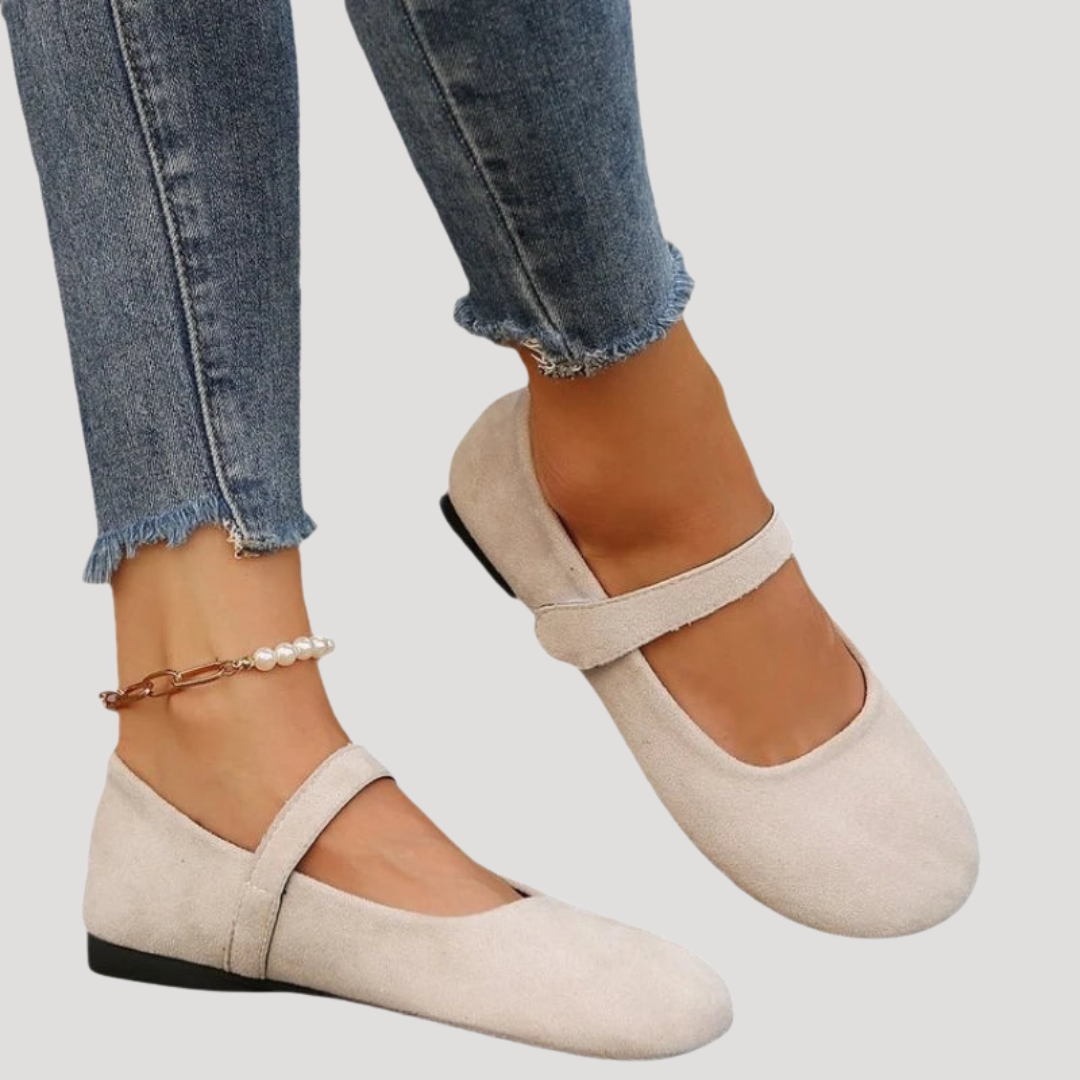 Ava | Suede Mary Jane Flats with Buckle Strap