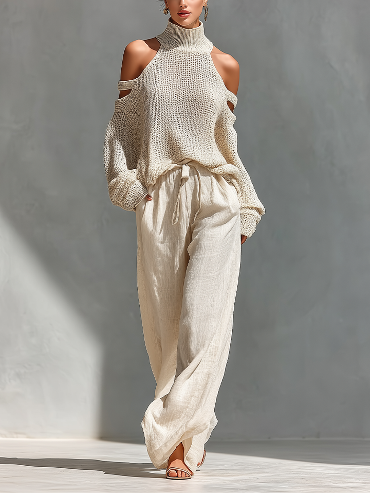 Diorelle - Set with Knitted Top and Wide Pants
