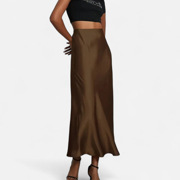 High-Waisted Satin Midi Skirt for Women
