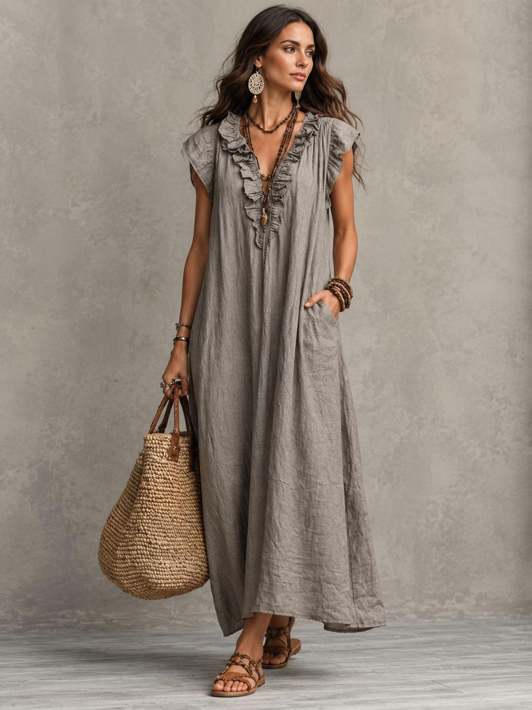 Camélia - Bohemian Belly-Hiding Maxi Dress