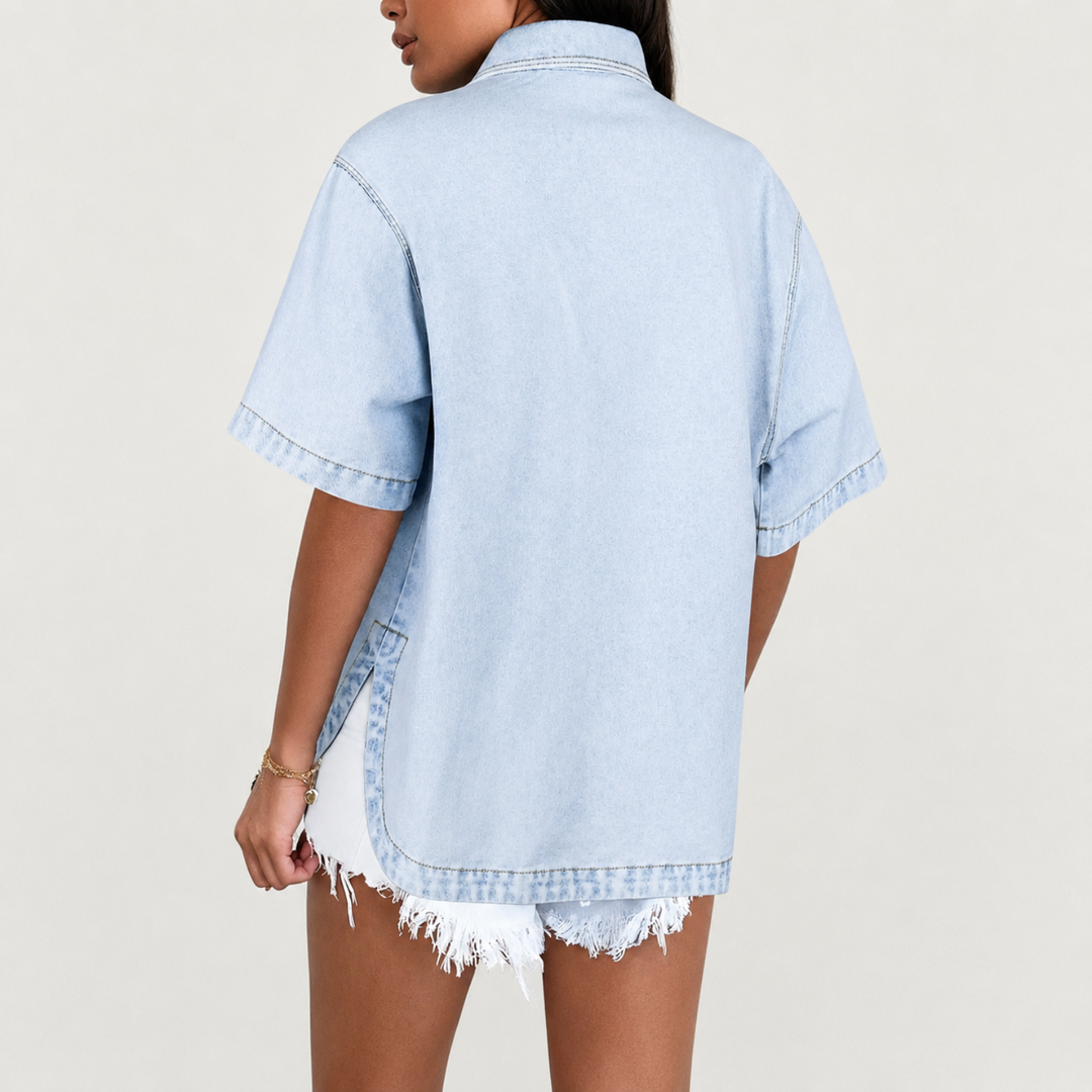 Vintage Short Sleeve Denim Western Trucker Jacket for Women