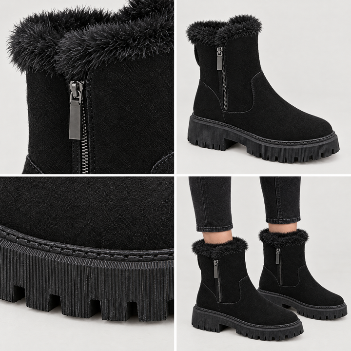 Amelia | Stylish Chunky Sole Fur Lined Ankle Boots
