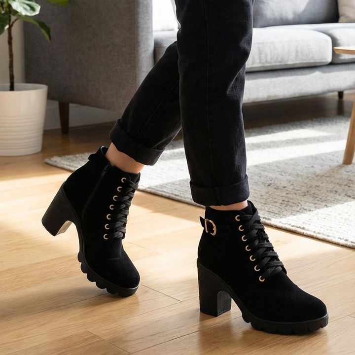 Adeline | Chic Fur Lined Chunky Heel Ankle Boots