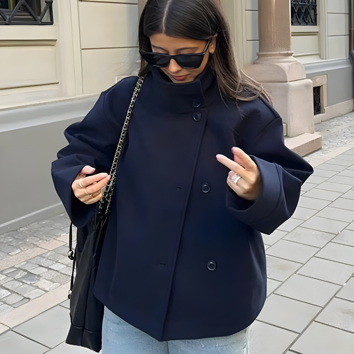 Women’s Stand Collar Jacket – Button Placket