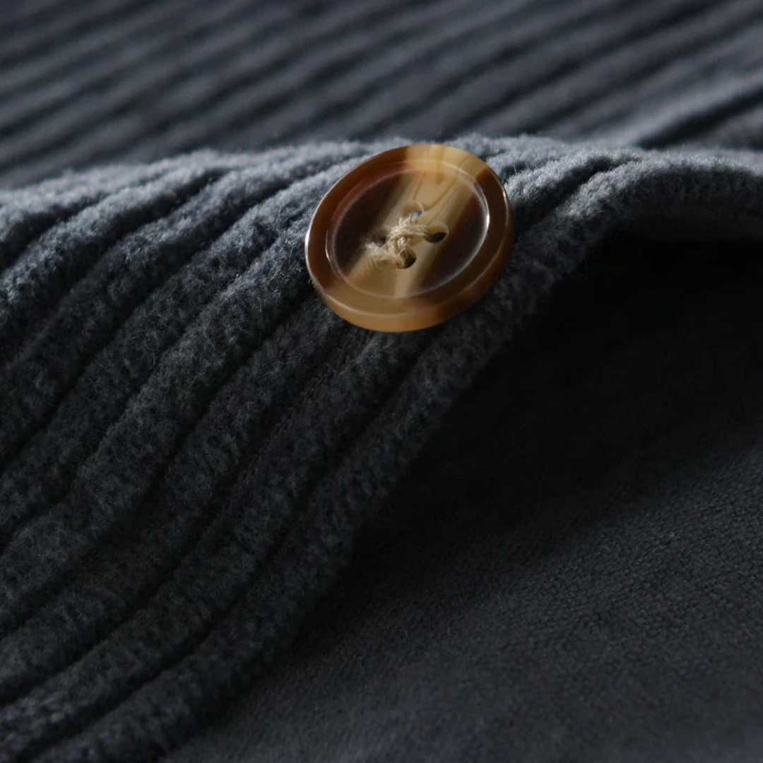 Cord Overshirt for Men - Oversized Long Sleeves and Button Placket