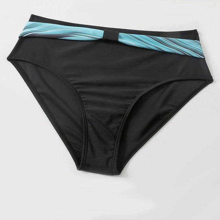 High-Waisted Bikini Set with Stylish Blue Print