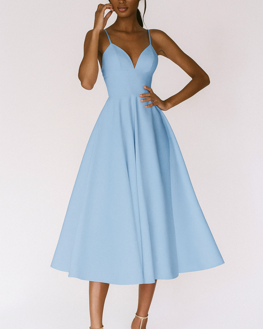 Women Wedding Guest Strappy Midi Dress