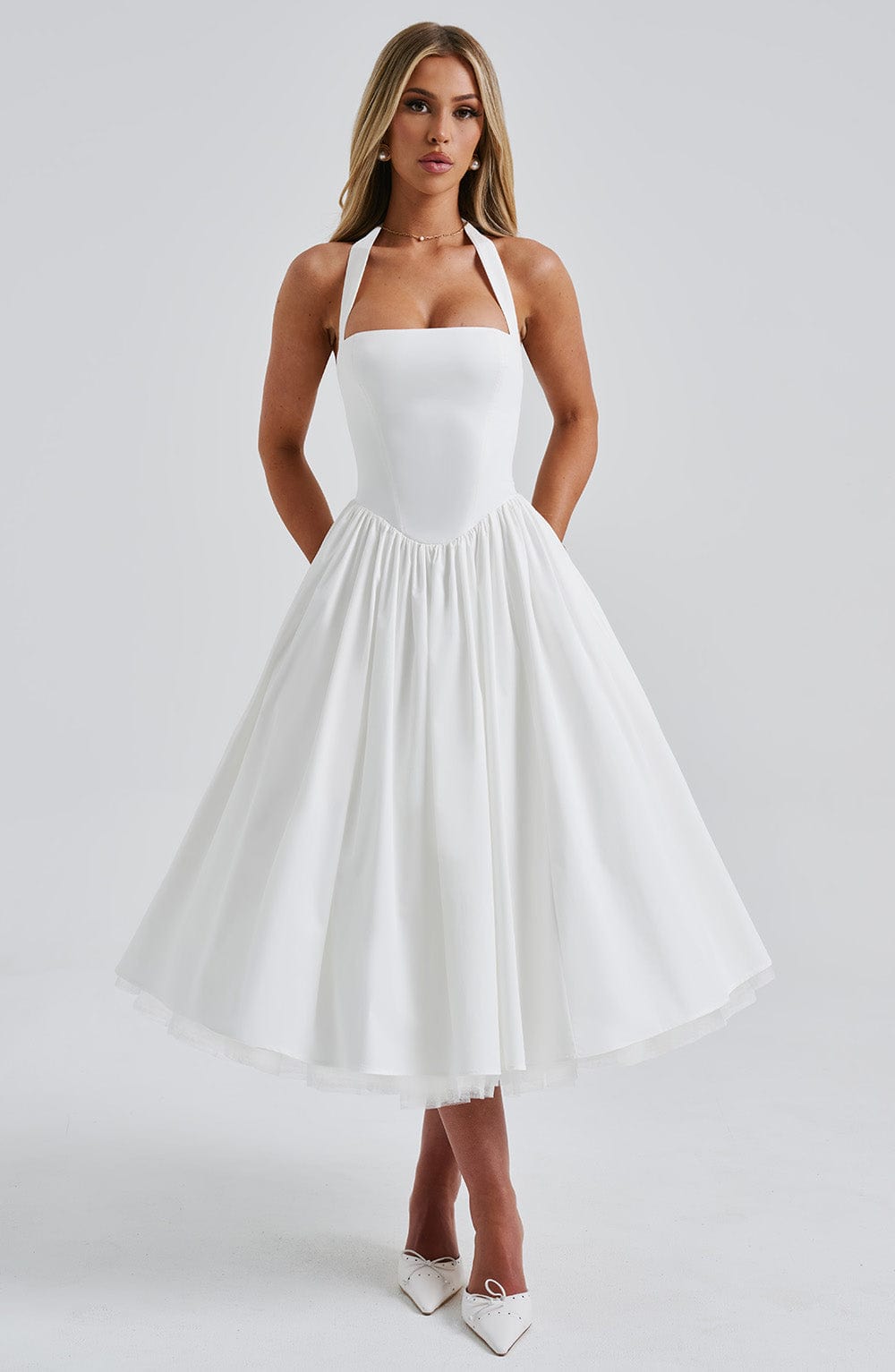 Women’s Wedding Guest Halter Midi Dress