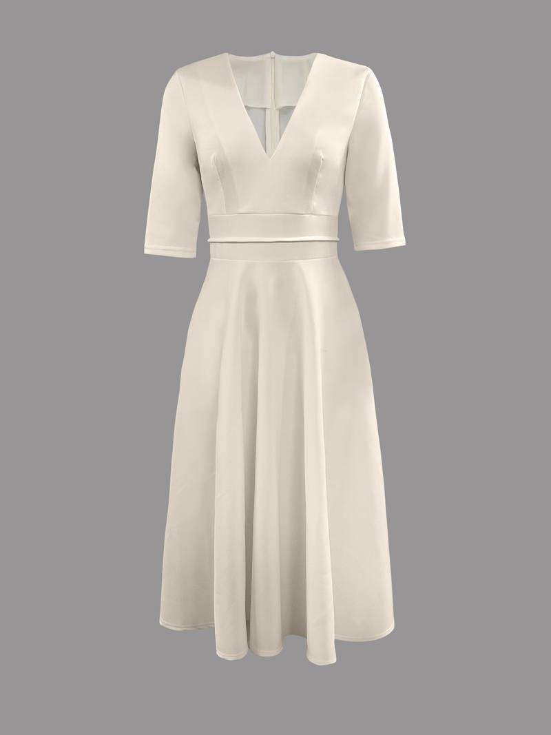 Women Wedding Guest Flared Midi Dress