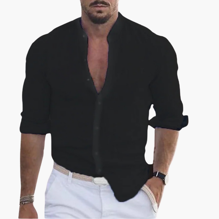 Summer Shirt for Men - Light, Airy &amp; Stand-Up Collar Casual