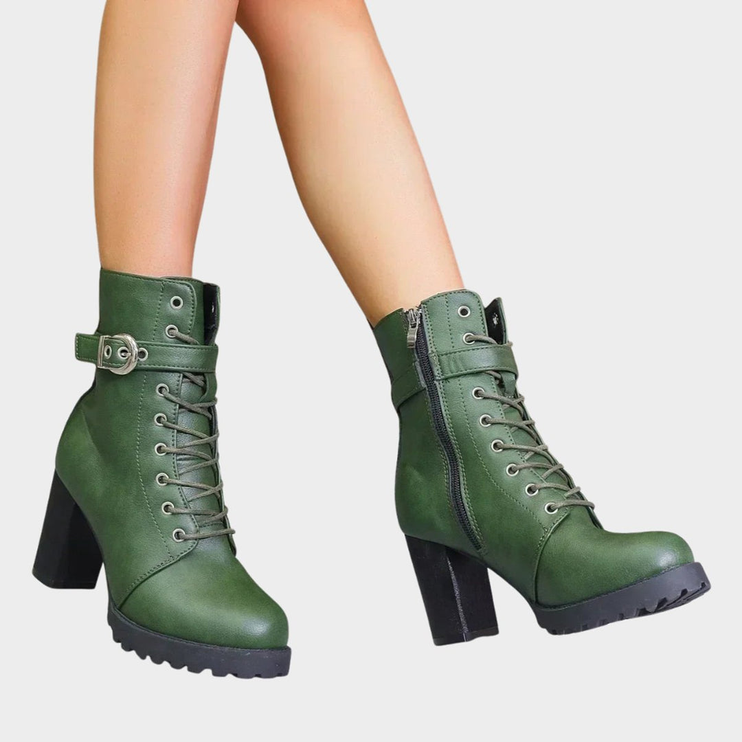 Hazel | Stylish Lace-Up Block-Heel Combat Ankle Boots for Women